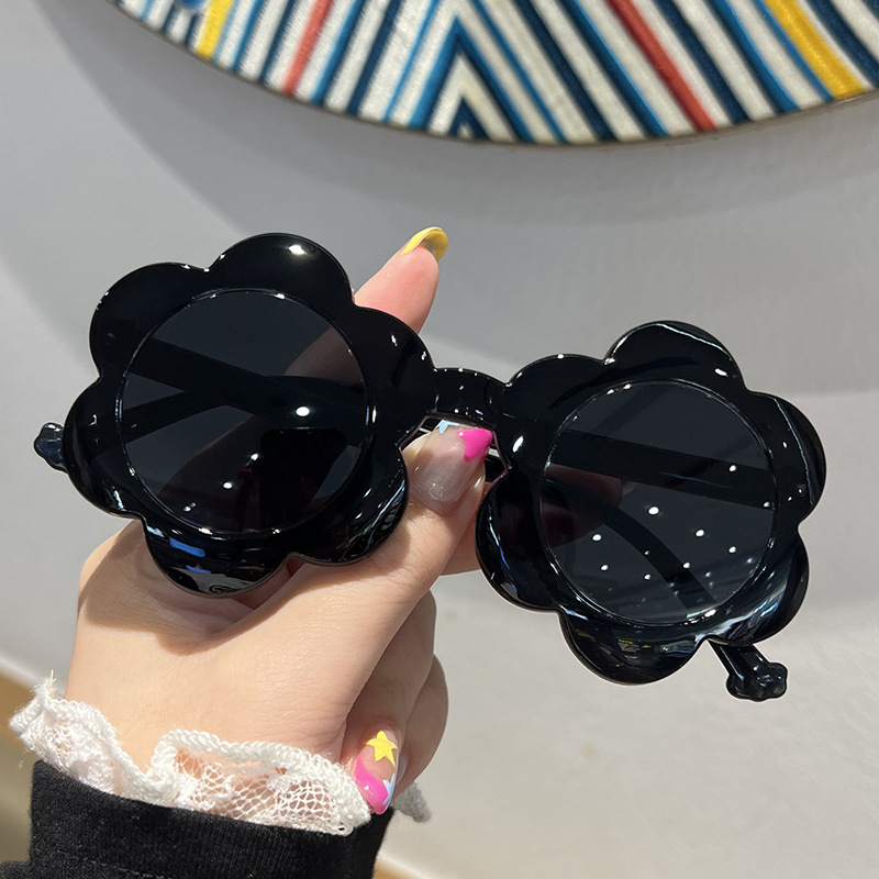 New One-Piece Color Children's Sunglasses Round Frame Amazon Children's Glasses Sun Protection Baby Sunflower Sunglasses