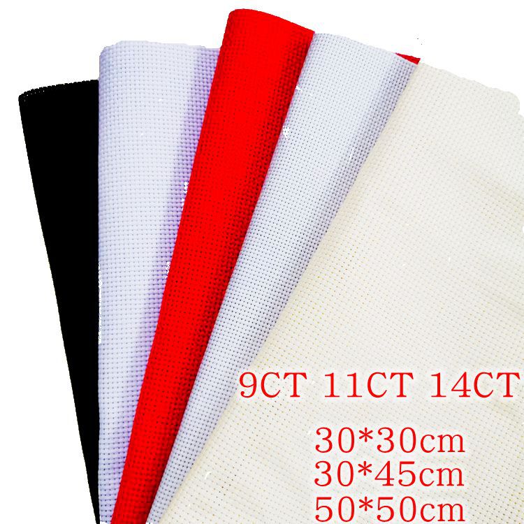 Ткань для вышивки крестом, большая, средняя и маленькая сетка, 9Ct, 11Ct, 14Ct, чистый хлопок, белая, красная, бежевый