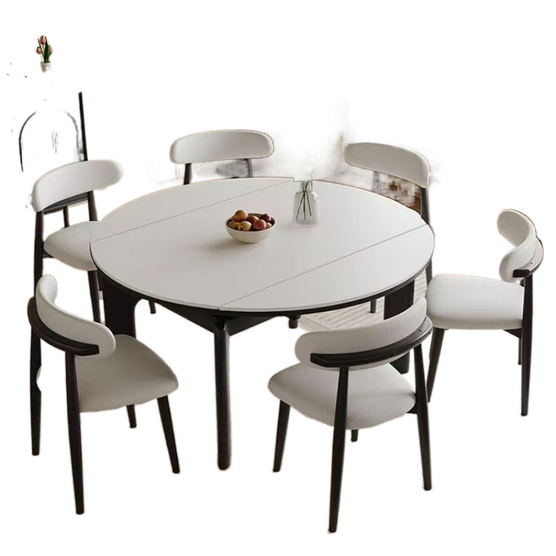Txp1 Scandinavian Style Slate Dining Table and Chair Combination Modern Simple Household Small Apartment Solid Wood Retractable Induction Cooker Rice