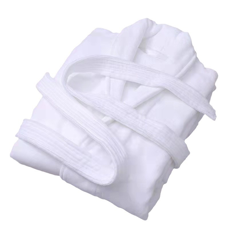 Source Manufacturer Wholesale Hotel Bathrobe Pure Cotton Thickeneded Four-Season Home Nightgown Bathrobe Pure Cotton Customizable Embroider