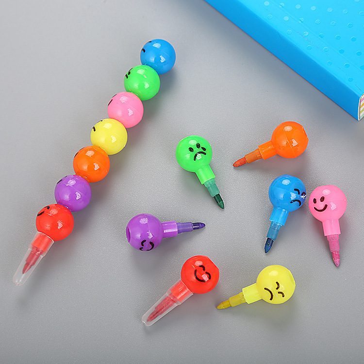 Wholesale Candied Hawthorn Seven-Section Smiley Face Candy Hawthorn Crayon Creative Student Cartoon Pencil