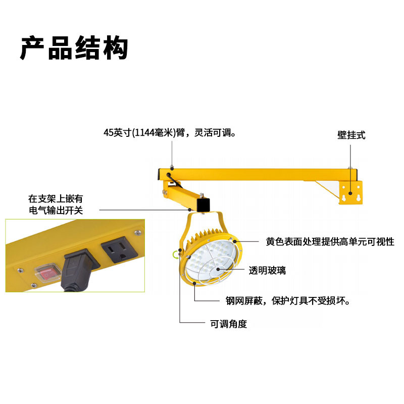 Factory Customized Led Dock Light Warehouse Loading and Unloading Belt Flexible Arm Rotating Lighting Led Work Light Outdoor Floodlight