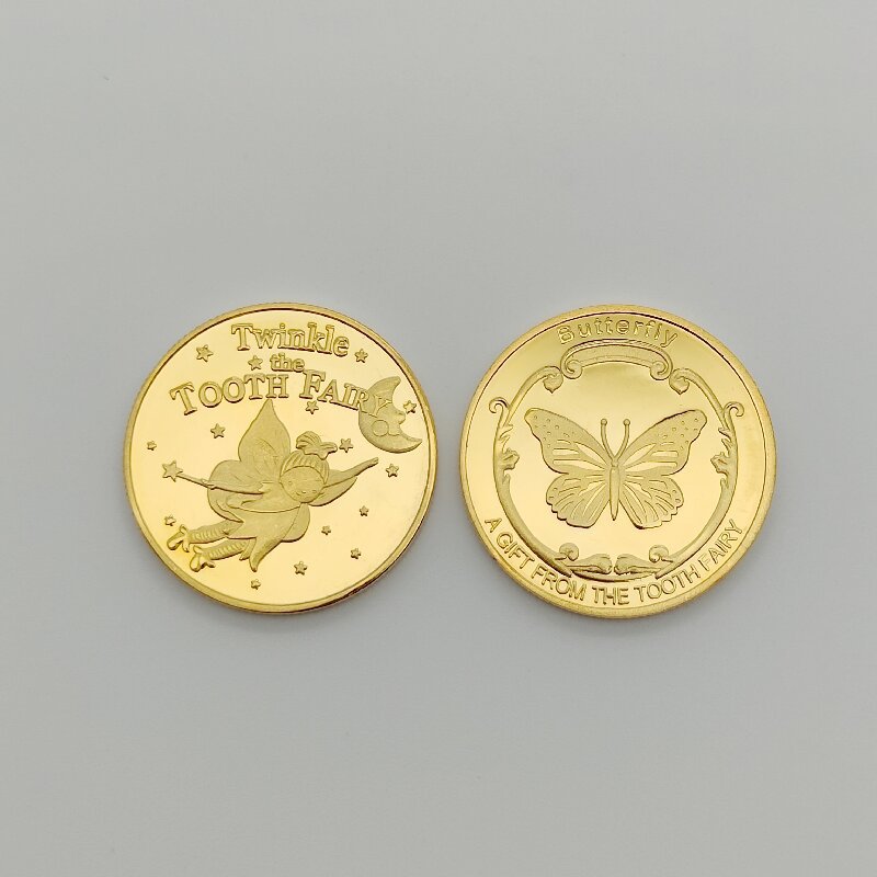 Cartoon Tooth Fairy Gold Coin Gold Plated Commemorative Coin Children's Tooth Exchange Gift Tooth Fairy Commemorative Medallion Coin Commemorative Medallion