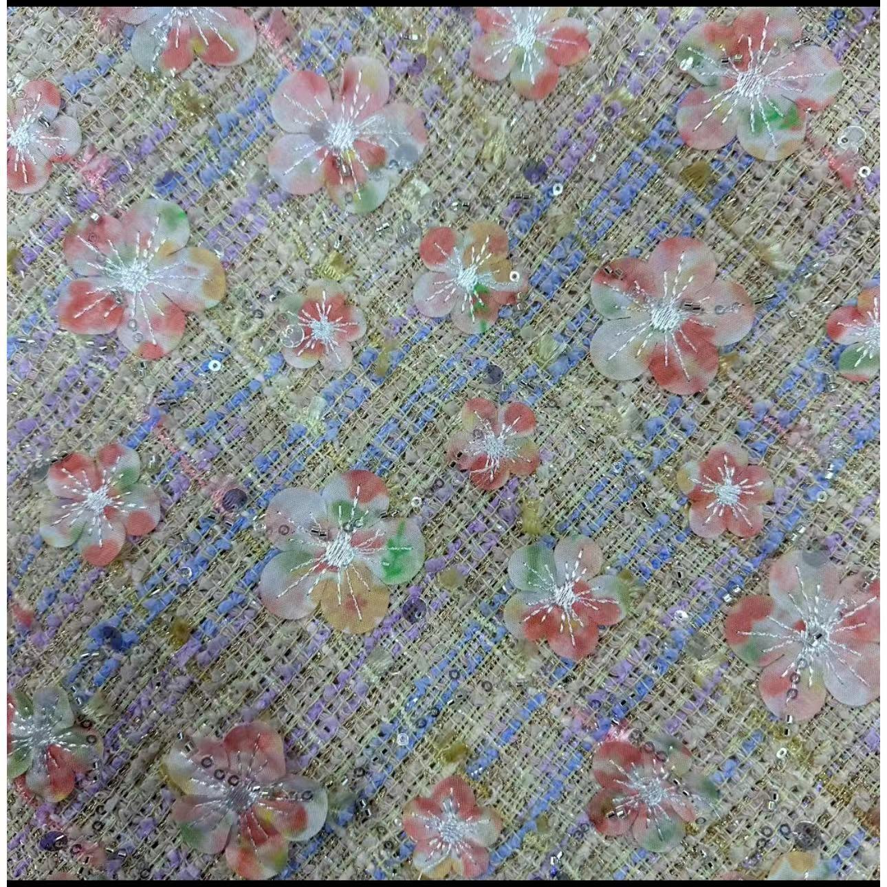 Woolen Factory Direct Sales Tweed Style Fabric Woolen Woolen Fabric Printed Embroidered Jacket Autumn and Winter Dress Fabric