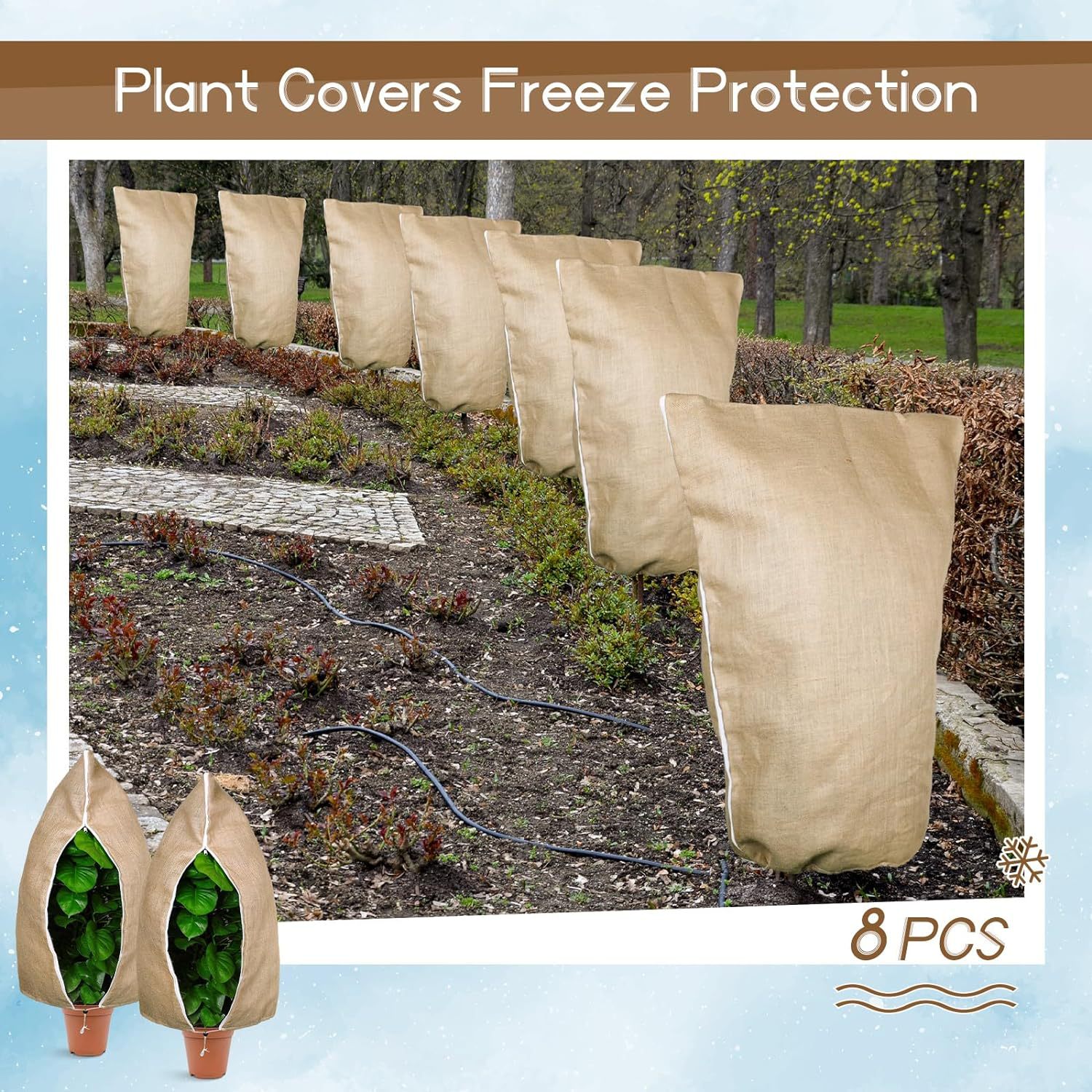 Plant Winter Protection Sack 77 X 100cm Breathable Plant Protection Cover Reusable Jute Material
