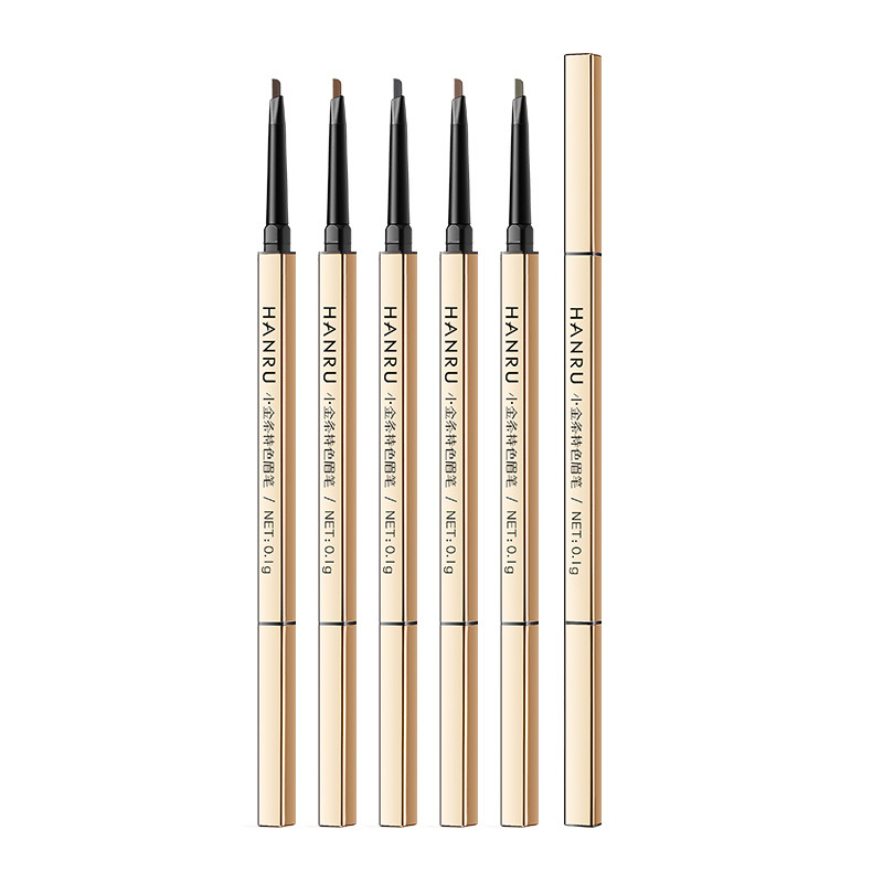 Small Gold Bar Double-Headed Eyebrow Pencil, Ultra-Fine Head, Extremely Fine, Waterproof and Sweat-Proof, Long-Lasting, Non-Fading, Non-Smudged, Natural Mist Eyebrow Pencil for Beginners