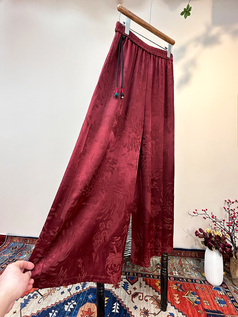 Весенние новые китайские брюки с кисточками, атмосферные, широкие, жаккардовые, повседневные