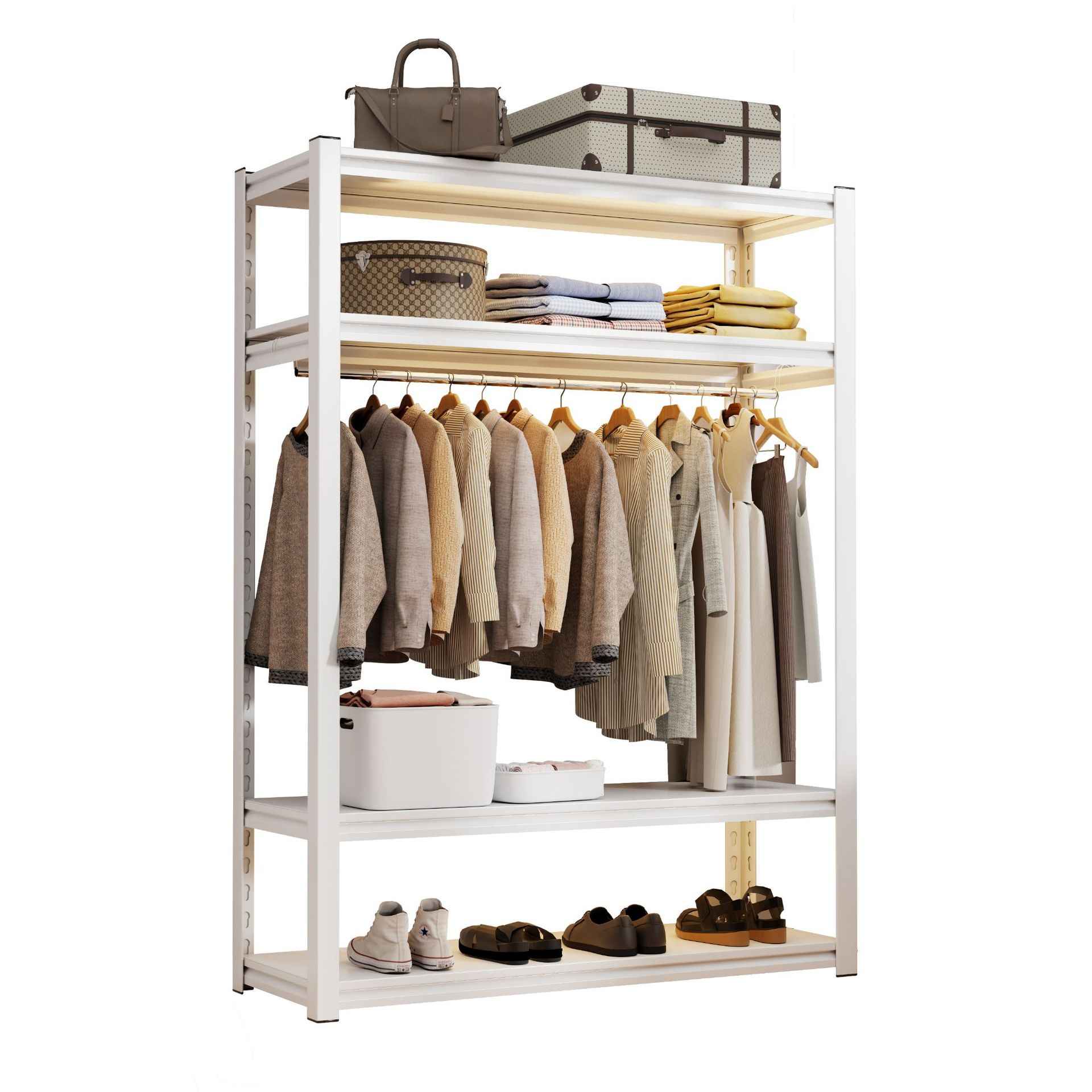 Simple Wardrobe Multi-Layer Rental Wrought Iron Bedroom Home Assembly Rack Floor-Standing Clothes Hanger Storage Shelf