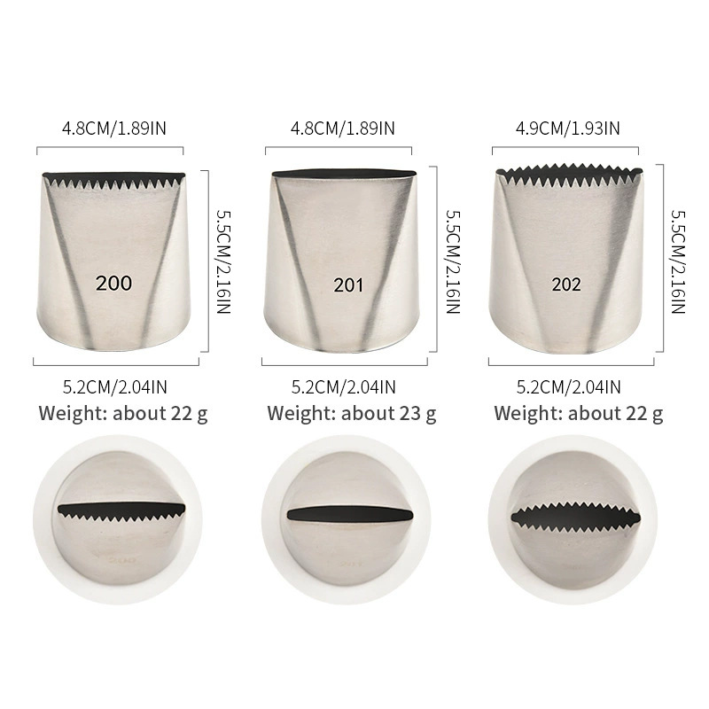 200 #   Extra Large Cream Smearing Nozzle Single Tooth Serrated 304 Stainless Steel Decorating Nozzle Baking DIY Tool