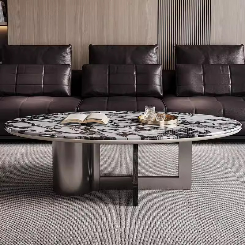 Кофейный столик из мрамора для гостиной, маленькая квартира, акриловый кофейный столик, новый высококлассный легкий роскошный кофейный столик 2025
