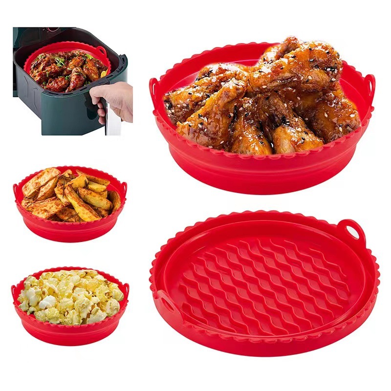 Factory direct air fryer silicone baking tray folding baking tray outdoor fruit plate