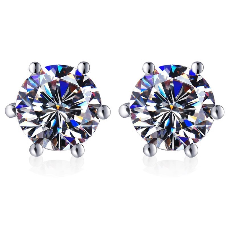 925 sterling silver female earrings six claw classic color moissanite GRA certificate all-match jewelry earrings cross-border wholesale