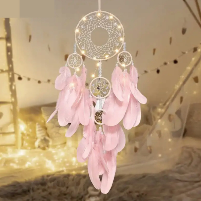 Dream Catcher Garland Decorative DIY Round Frame Round Fan Frame Decorative Cover Wind Bell Pendant Cross-border Amazon Hot Sale
