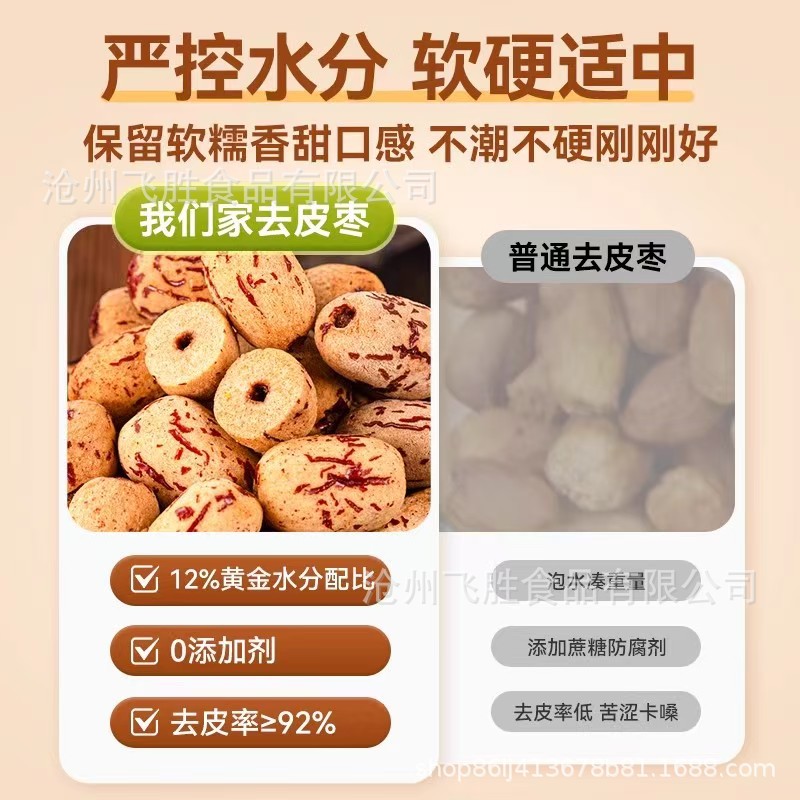 Peeled and Pitted Red Dates, Xinjiang Gray Dates, Jujubes, Seedless, No-Wash,No-Wash