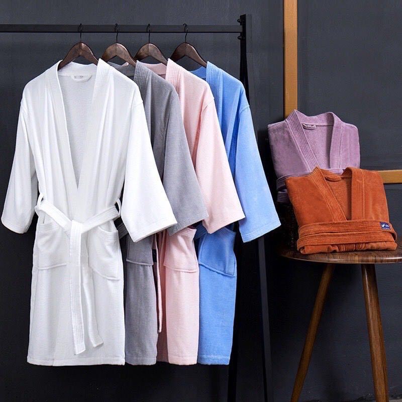 Гостиничный халат из 100% хлопка, впитывающий, быстросохнущий, утолщенный, длинный халат для пар, мужчин и женщин, оптовая продажа