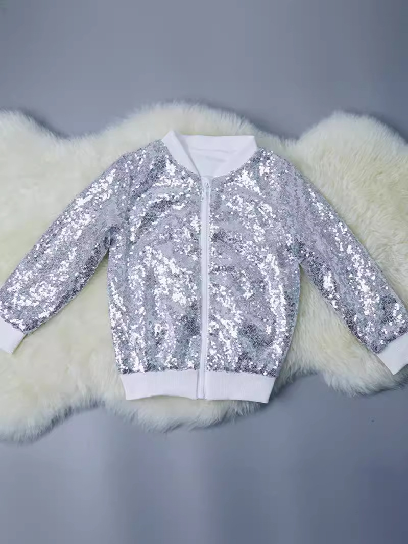 Новая куртка для детей с блестками в европейском и американском стиле, милый бейсболка для девочек, осень и зима