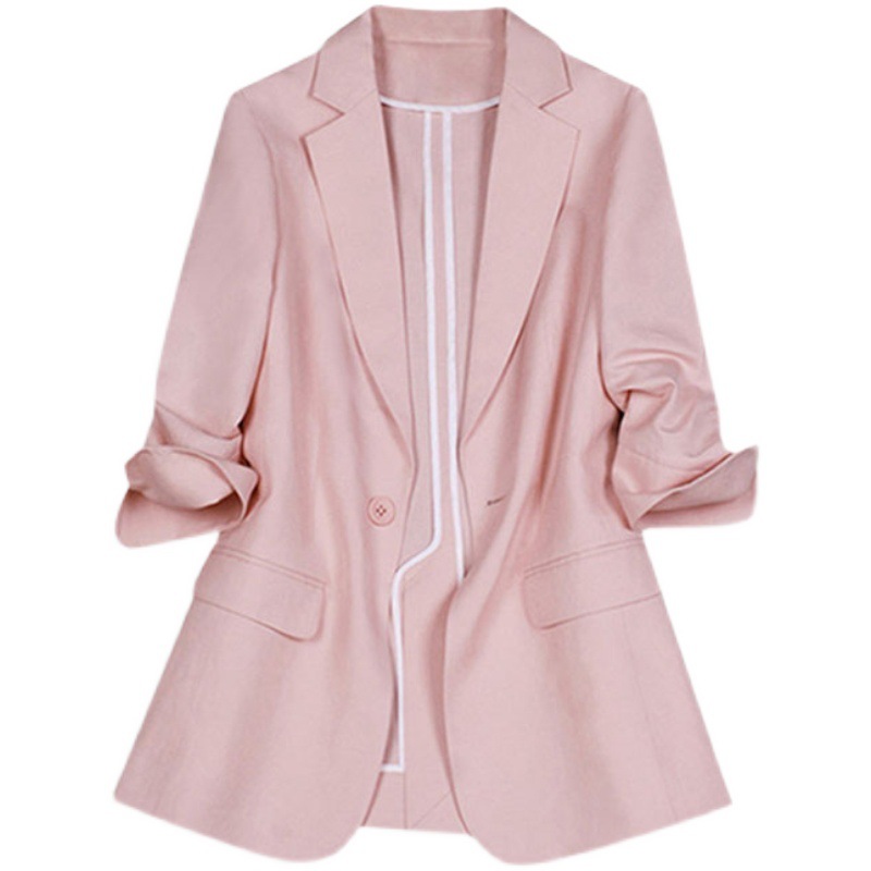 [in stock] plus size Women's Early Spring Suit Leisure OL Nine-point Sleeve Suit chubby girl Coat 21801 Button