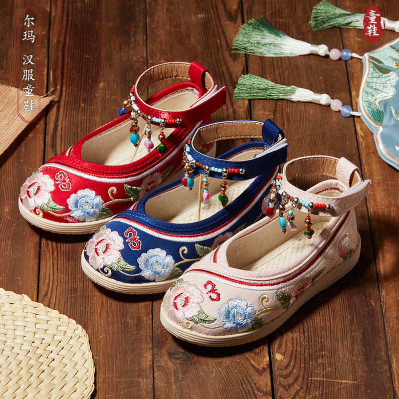 Весенние старые тканевые туфли из Пекина, туфли для выступлений для девочек, вышитые туфли для детей