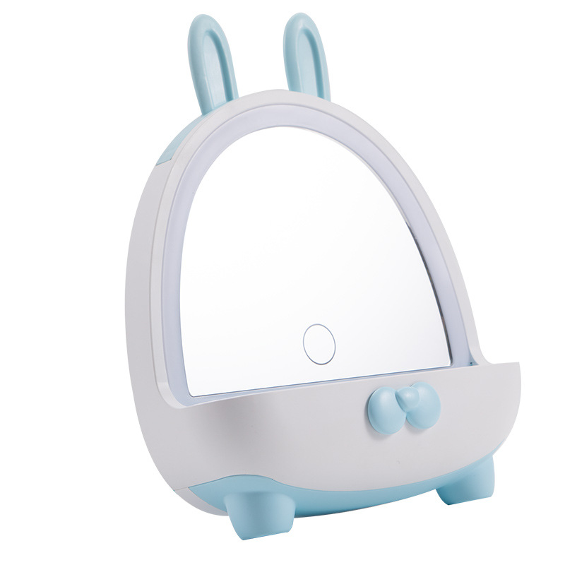 Led Makeup Mirror with Lamp Desktop Internet-famous Women's Small Mirror Ins Style Dormitory Desktop Portable Storage Dressing Mirror