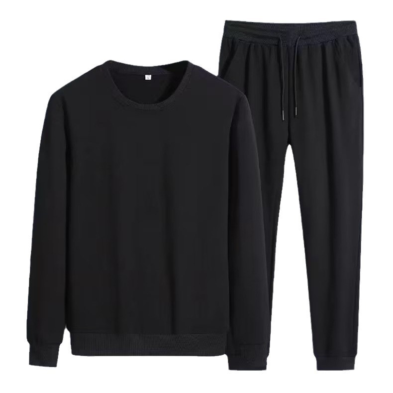 Fashion casual autumn trousers crew neck pullover sweater suit 2024 new trend solid color leisure sports suit