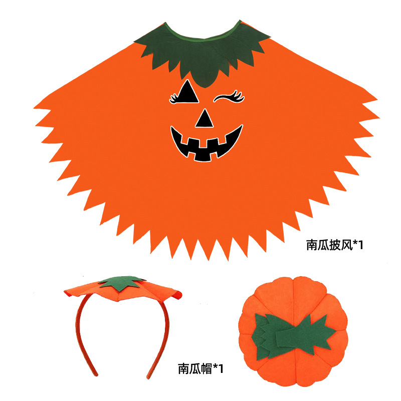 Halloween Costume Luminous Adult Children Pumpkin Cape Shawl Pumpkin Hat suit Cape School Party Dress Up