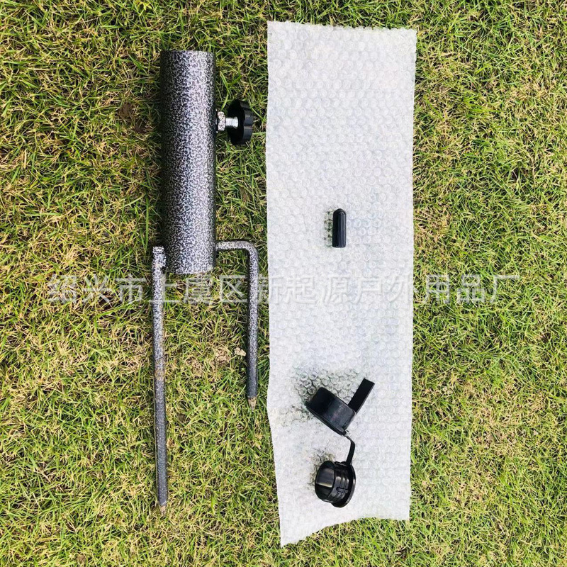 Multi-use fishing umbrella ground fork sun umbrella ground insert beach umbrella base canopy ground insert two feet nail black stainless steel umbrella insert
