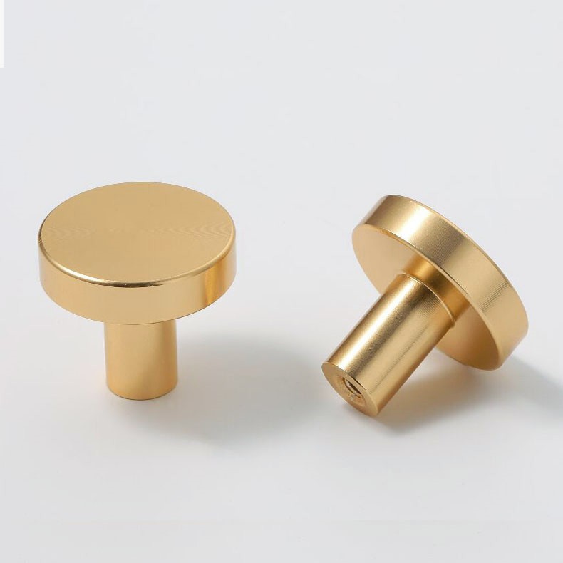 Aluminum Alloy Round Single Hole Handle Gold Cabinet Drawer Wardrobe Door Handle Black Simple Furniture Hardware Handle