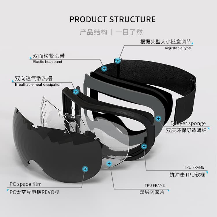 Cross-Border Ski Goggles Double-Layer Anti-Fog Ski Goggles Myopia Professional Equipment High-Definition Breathable Windproof Goggles Ski Goggles