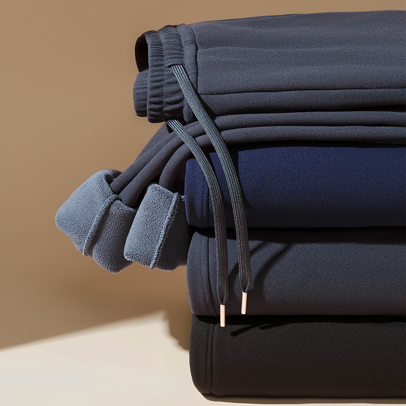 [Lambswool] Winter cold-proof fleece-lined thickened pants men's warm cotton pants casual sports pants men's pants sweatpants