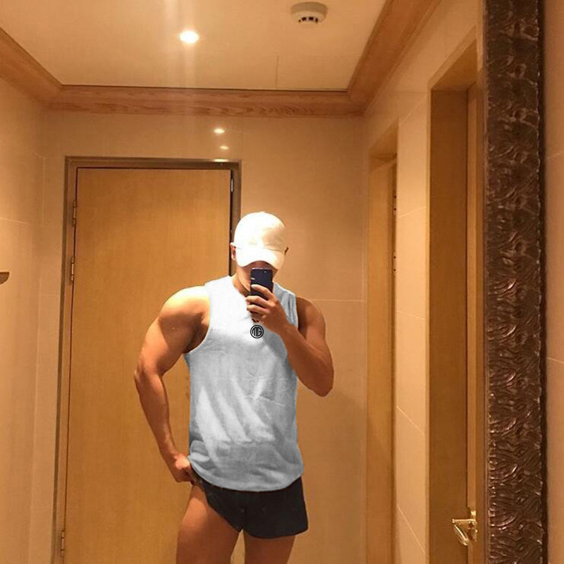 Men's Sleeveless Vest MG Trendy Brand Mesh Basketball Sports Waistle T-Shirt Fitness Equipment Training Clothes Top Men's Trendy