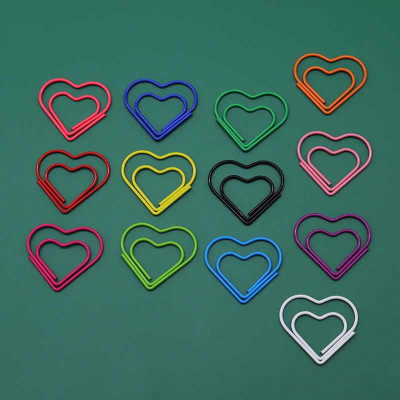 Creative heart-shaped girl cute photo clip color love paper clip wholesale bookmark paper clip office note clip