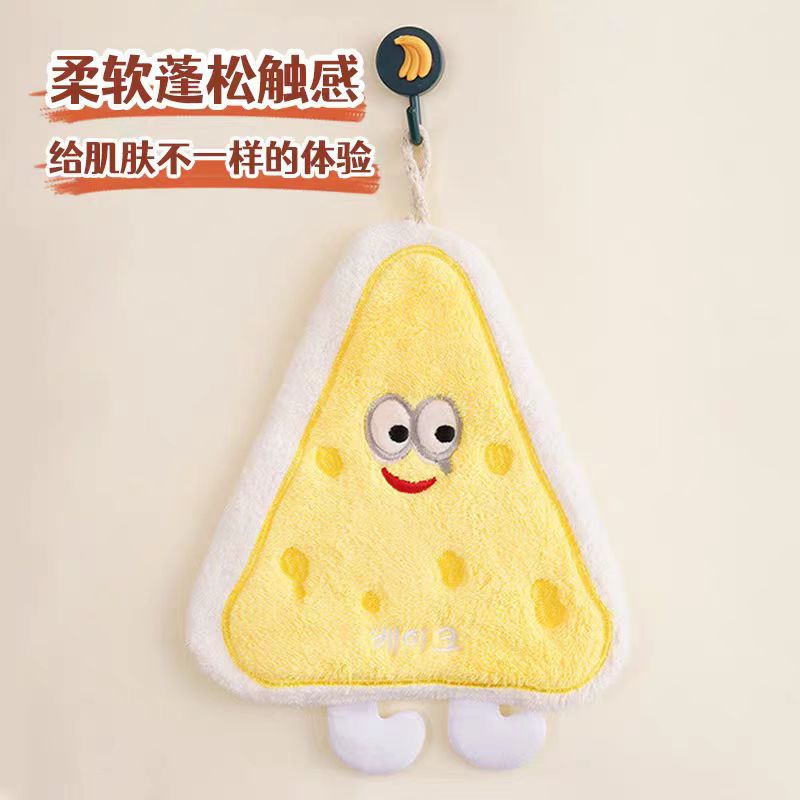 Cartoon Baking Kitchen Hanging Towel Absorbent Quick-drying Thickened Children's Coral Fleece Soft Cute Food Towel
