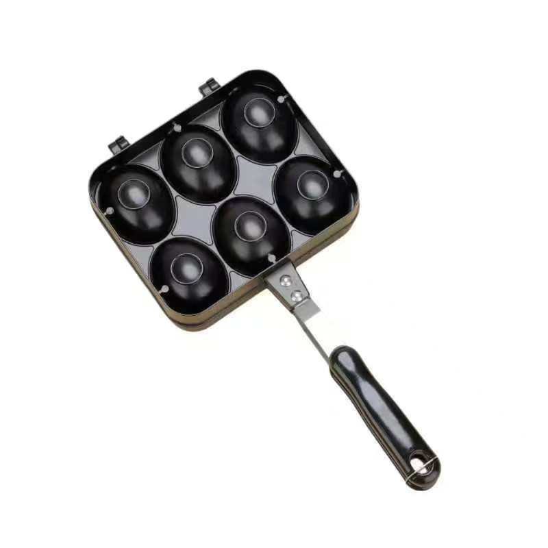 Smiley Face Egg Waffle Commercial Cake Mold Gas Griddle Egg Waffle Machine Hong Kong Style Egg Waffle Machine Double-Sided Six-Hole Non-Stick