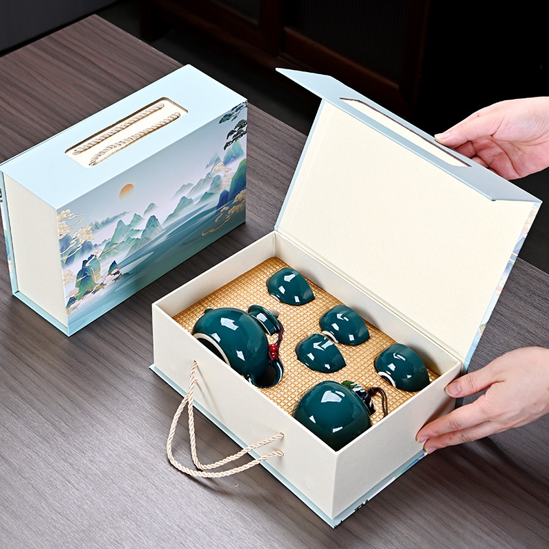 Ceramic Matte Travel Tea Set Portable Bag Outdoor Car Quick Cup Small Set Business Dingyao Including Tea Tray