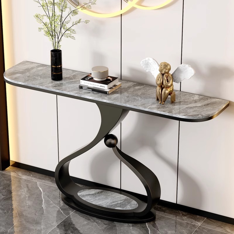 Italian Light Luxury Rectangular Rock Board Entrance Table Simple Art Corridor Wall Shelf End View Table Entrance