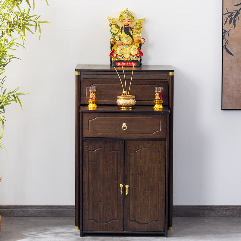 Buddha Niche Vertical Cabinet Nanzhu Household Economical Shrine Sacred Table Guanyin God of Wealth Sacred Table Highlight Simple Buddha Cabinet Sacred Cabinet
