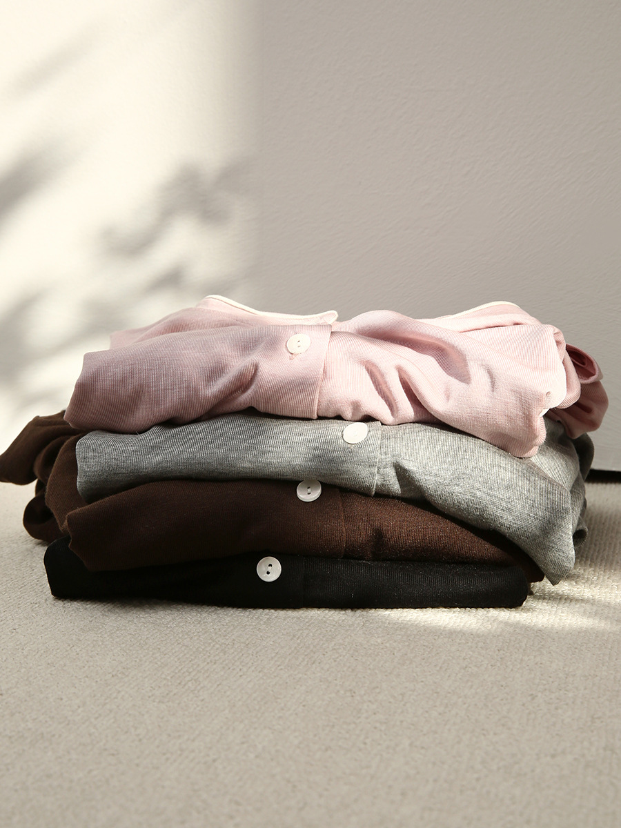 Spring and Summer Tencel Wool Button Bottoming Shirt Women's New Lyocell Versatile Cardigan Slim Long-Sleeved Top Knitwear