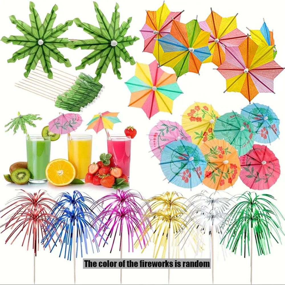 Ready Supply of Cocktail Decoration Umbrella-Shaped Bamboo Skewers, Snack Cake Fruit Picks, Small Umbrella Picks