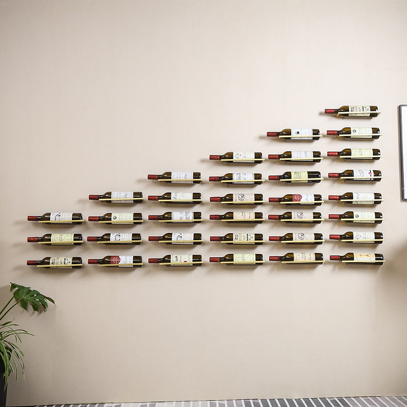 Amazon Cross-border Iron Creative Simple Wall-mounted Red Wine Rack Wall Combination with Red Wine Bottle Display Rack Ornaments