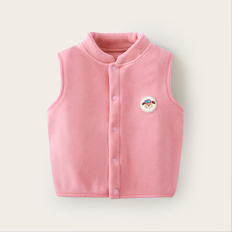 Double-Layered Velvet Thickeneded Kidsren's Vest Outer Wear Spring & Fall Baby Baby Autumn and Winter Ollie Velvet Cardigan Vest