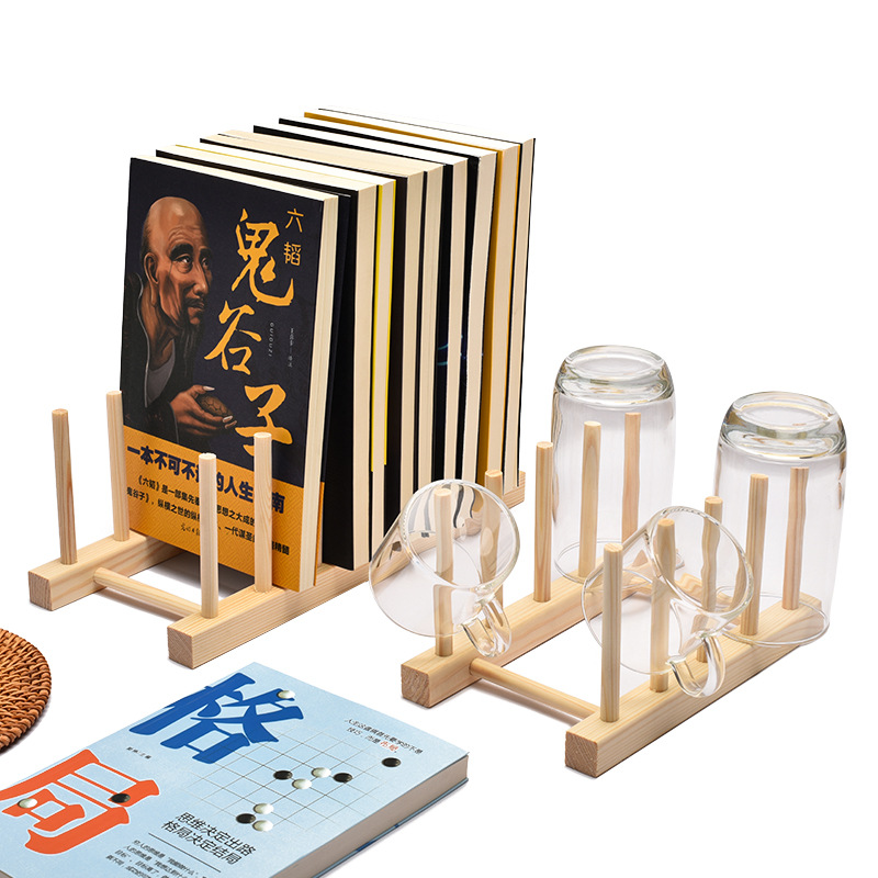 Wooden drain rack kitchen dish rack creative Cup tray rack commercial tea cake display storage rack wholesale custom