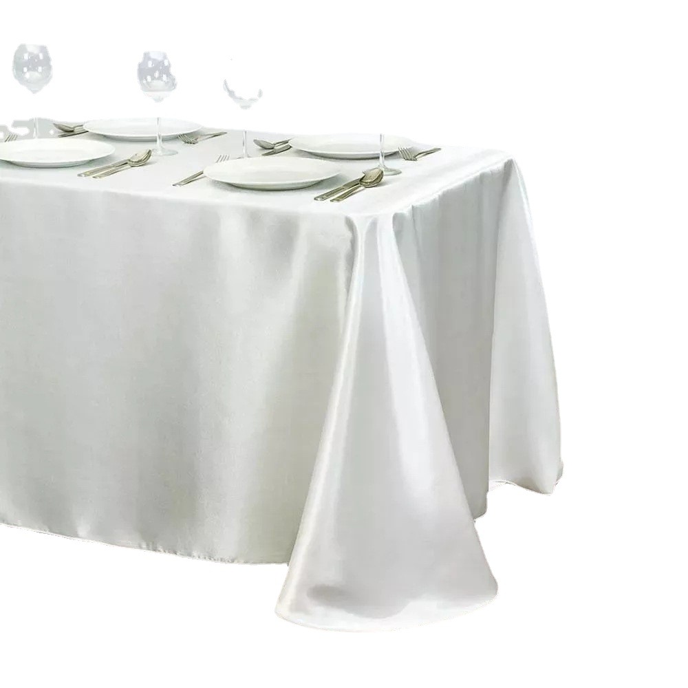 Factory Direct supply high-end hotel banquet wedding scene solid color rectangular glossy satin cloth tablecloth satin tablecloth