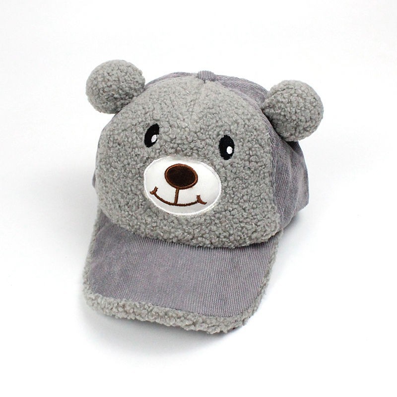 Autumn and winter children's baseball cap bell baseball cap nose will call fleece-lined cartoon cute bear hat classic warm