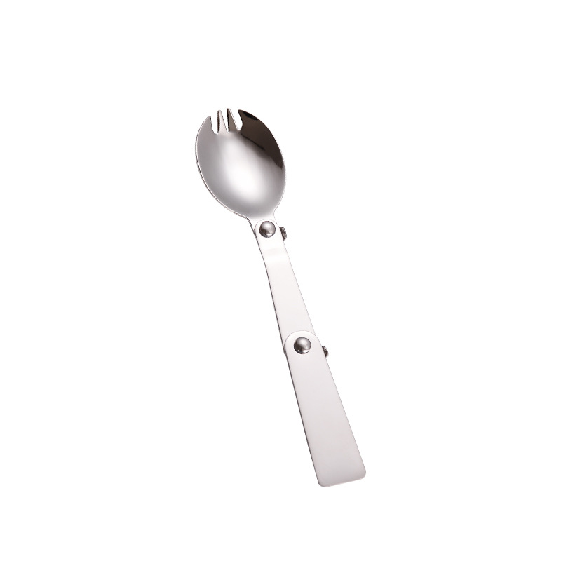 Outdoor travel creative portable tableware braised beaker 304 stainless steel folding spoon fruit fork student canteen