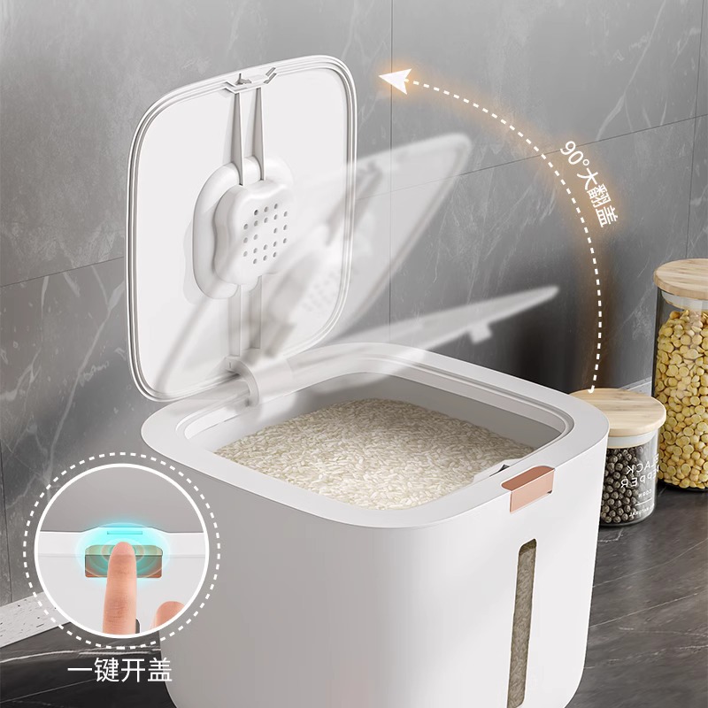 Rice Bucket Household Insect-proof Moisture-proof Sealed Food Grade Rice Jar Rice Box High-end Flour Storage Tank Rice Storage Box