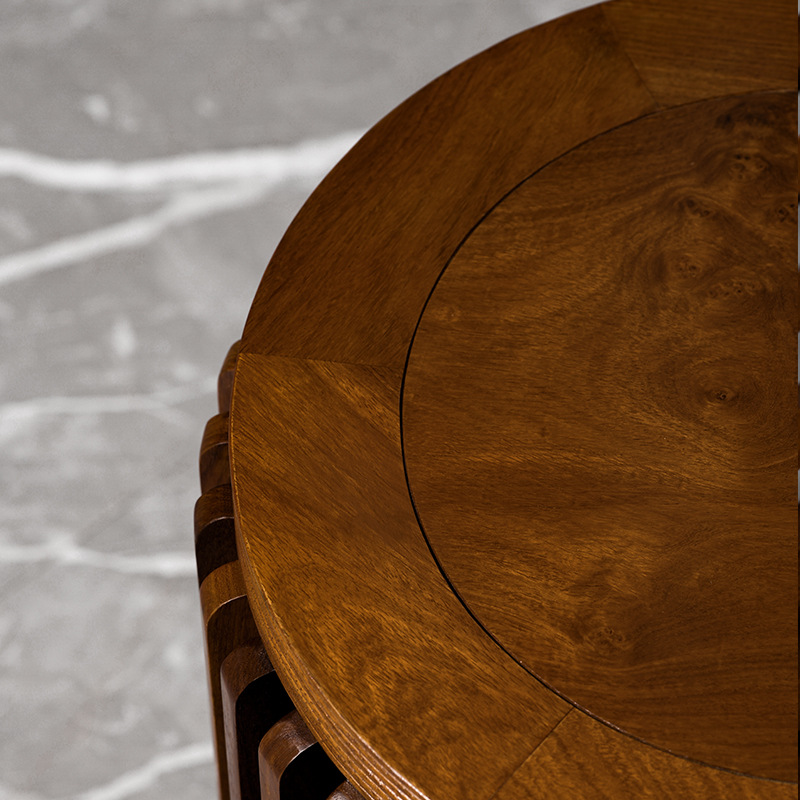 Ming and Qing Dynasty Classical Piano Stool, New Chinese Style Walnut Round Drum Stool, Solid Wood Round Stool, Shoe-Changing Stool, Children's Small Stool, Dining Stool