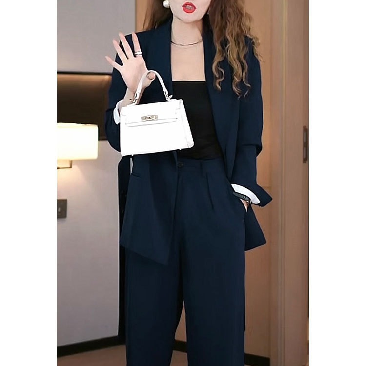New large size women's suit set fat mm loose suit coat casual wide leg pants two-piece [2306]]