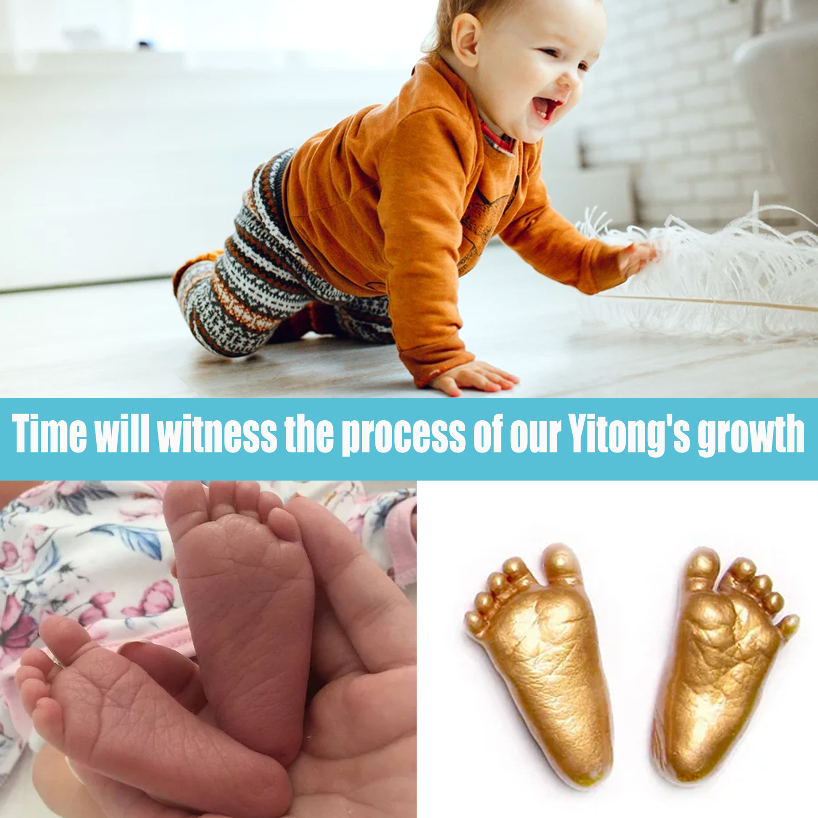 Juefish Baby Hand Mold Cloning Powder Creative 3D Kidsren's Full Moon Hand and Foot Print Souvenir Model Handmade