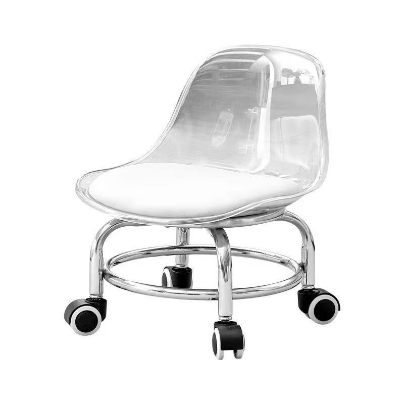 German Pulley Low Stool Acrylic Universal Wheel Household Silent Small Stool Backrest Chair Kidsren's Bench Shoe Changing Stool