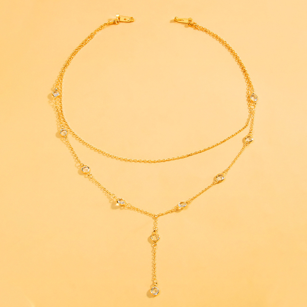 New rhinestone multi-layer back chain bridal wedding dress pearl pendant back chain body chain accessories Back chain